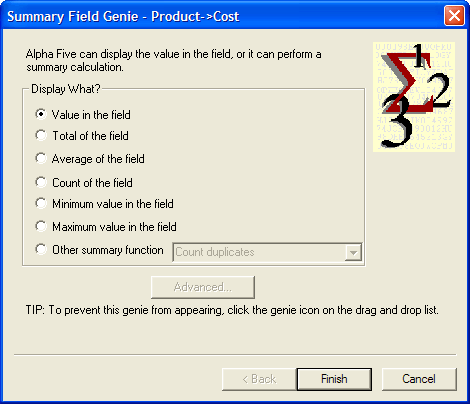Summary Field Genie Form